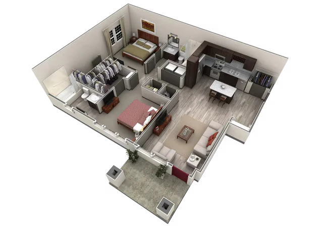 2 BR Designer Courtyard Garage 121 floor plan